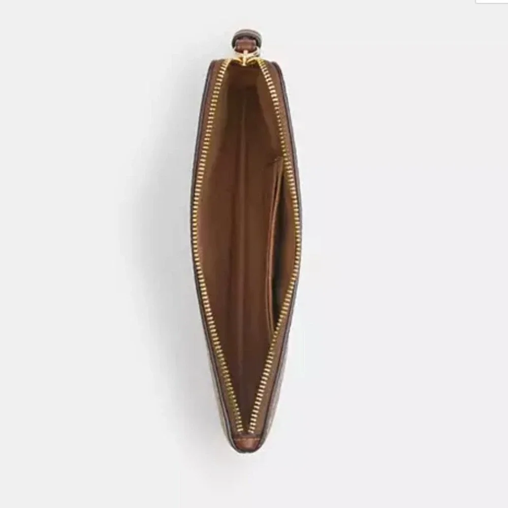 Coach Signature Canvas Brown/Tan Print Wristlet and Sunglass‎ Case